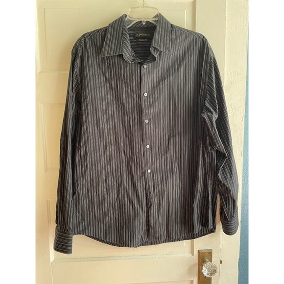Axist Men Size XL Modern Fit Long-Sleeve Button Front Black Shirt 100% Cotton - Picture 1 of 5